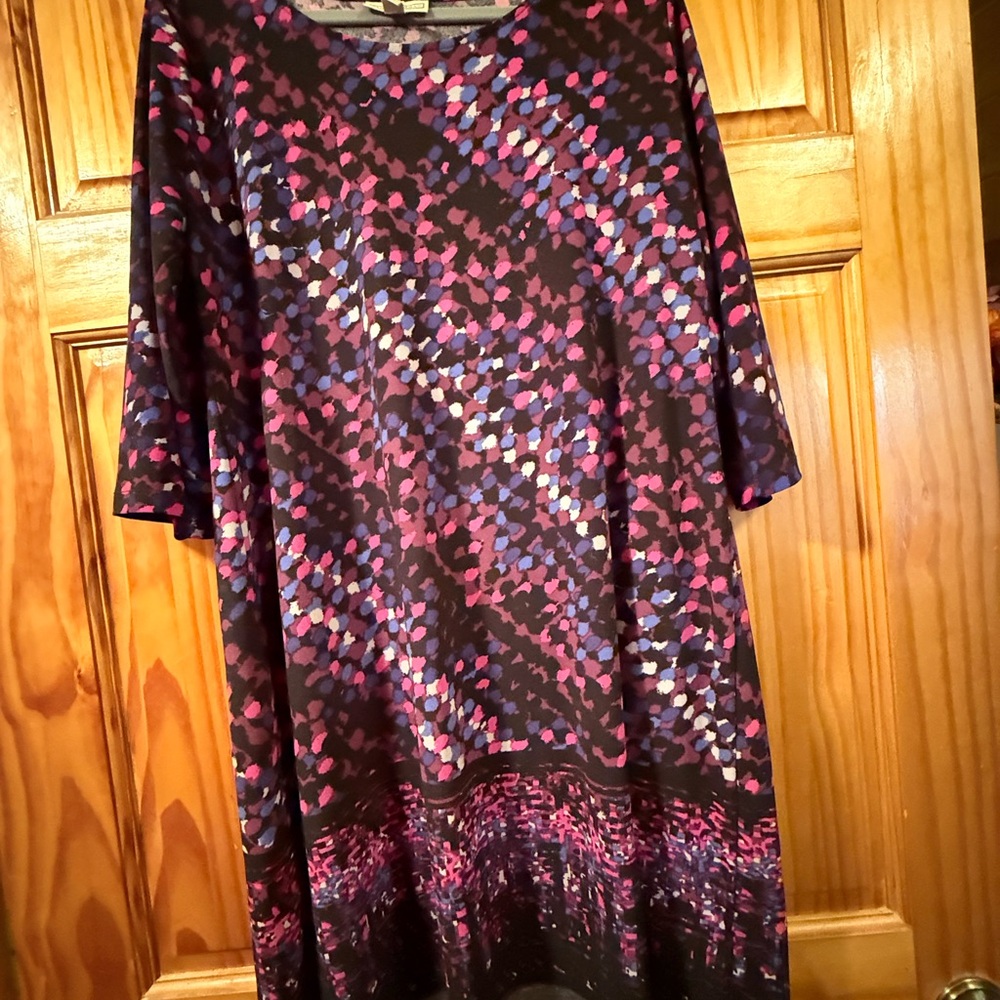 Dana Buchman Purple Pink Casual 3/4 Sleeve Dress